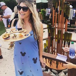 Disney Mickey Mouse Blue Ombré Maxi Dress Sz L